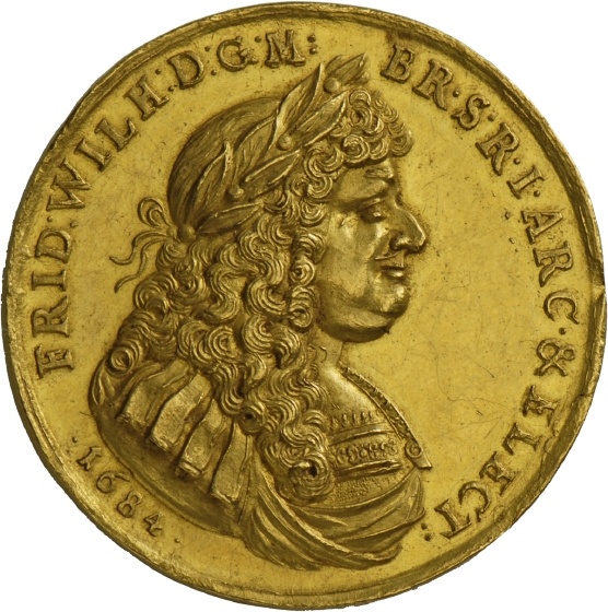 Medaille auf die Verleihung des Hosenbandordens an Kurfürst Friedrich Wilhelm von Brandenburg, 1684 (Landesmuseum Württemberg, Stuttgart CC BY-SA)