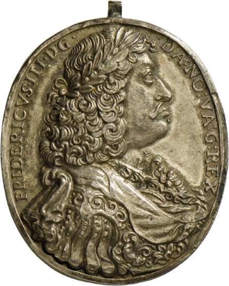 Hohlmedaille mit Öse auf König Friedrich III. von Dänemark und Norwegen, 1660 (Landesmuseum Württemberg, Stuttgart CC BY-SA)