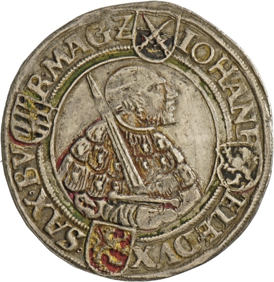 Taler von Johann Friedrich I. von Sachsen und Moritz von Sachsen, 1544 (Landesmuseum Württemberg, Stuttgart CC BY-SA)