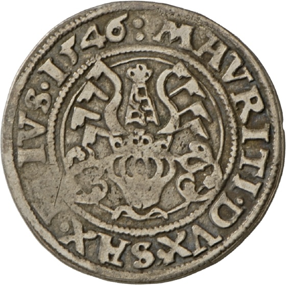Vierteltaler von Johann Friedrich I. von Sachsen und Moritz von Sachsen, 1546 (Landesmuseum Württemberg, Stuttgart CC BY-SA)