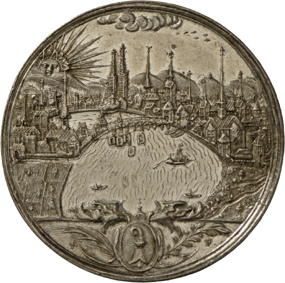 Medaille der Stadt Basel auf den Westfälischen Frieden, 1648 (Landesmuseum Württemberg, Stuttgart CC BY-SA)