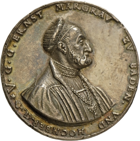 Medaille des Markgrafen Ernst von Baden-Durlach auf die gemeinsame Regierung mit Bernhard III.,1533 (Landesmuseum Württemberg, Stuttgart CC BY-SA)