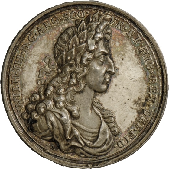 Medaille von N. Chevalier auf die Krönung Wilhelms III. von Oranien-Nassau zum König von England, 1689 (Landesmuseum Württemberg, Stuttgart CC BY-SA)