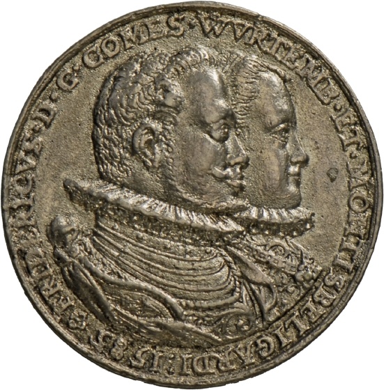 Medaille auf Graf Friedrich von Mömpelgard und Fürstin Sibylla von Anhalt, 1585 (Landesmuseum Württemberg, Stuttgart CC BY-SA)