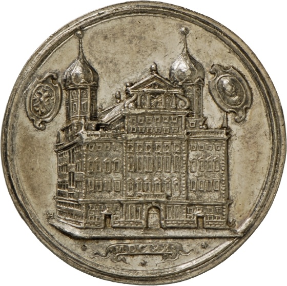 Medaille von Hans Stadler auf den Bau des Augsburger Rathauses, 1620 (Landesmuseum Württemberg, Stuttgart CC BY-SA)