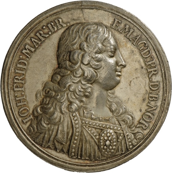 Medaille von Johann Georg Breuer auf Markgraf Johann Friedrich von Brandenburg-Ansbach, um 1679 (Landesmuseum Württemberg, Stuttgart CC BY-SA)