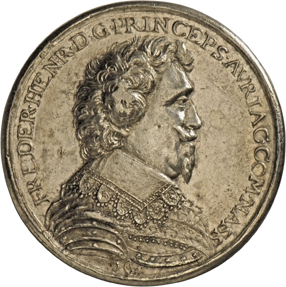 Medaille von Aert Verbeek auf Friedrich Heinrich von Oranien und die Seeschlacht auf dem Slaak, 1631 (Landesmuseum Württemberg, Stuttgart CC BY-SA)
