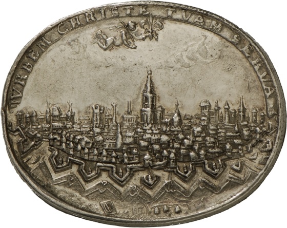 Querovale Medaille mit Ansicht der Reichsstadt Straßburg, o.J. (Landesmuseum Württemberg, Stuttgart CC BY-SA)