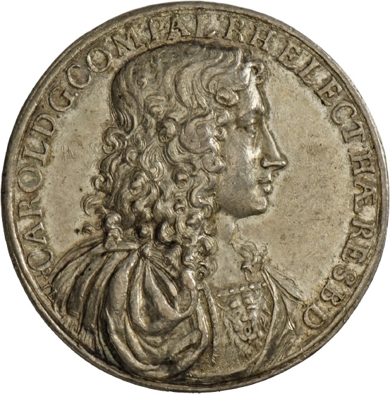 Medaille von Johann Linck mit dem Sinnbild des Kurfürsten Karls II. von der Pfalz, 1677 (Landesmuseum Württemberg, Stuttgart CC BY-SA)