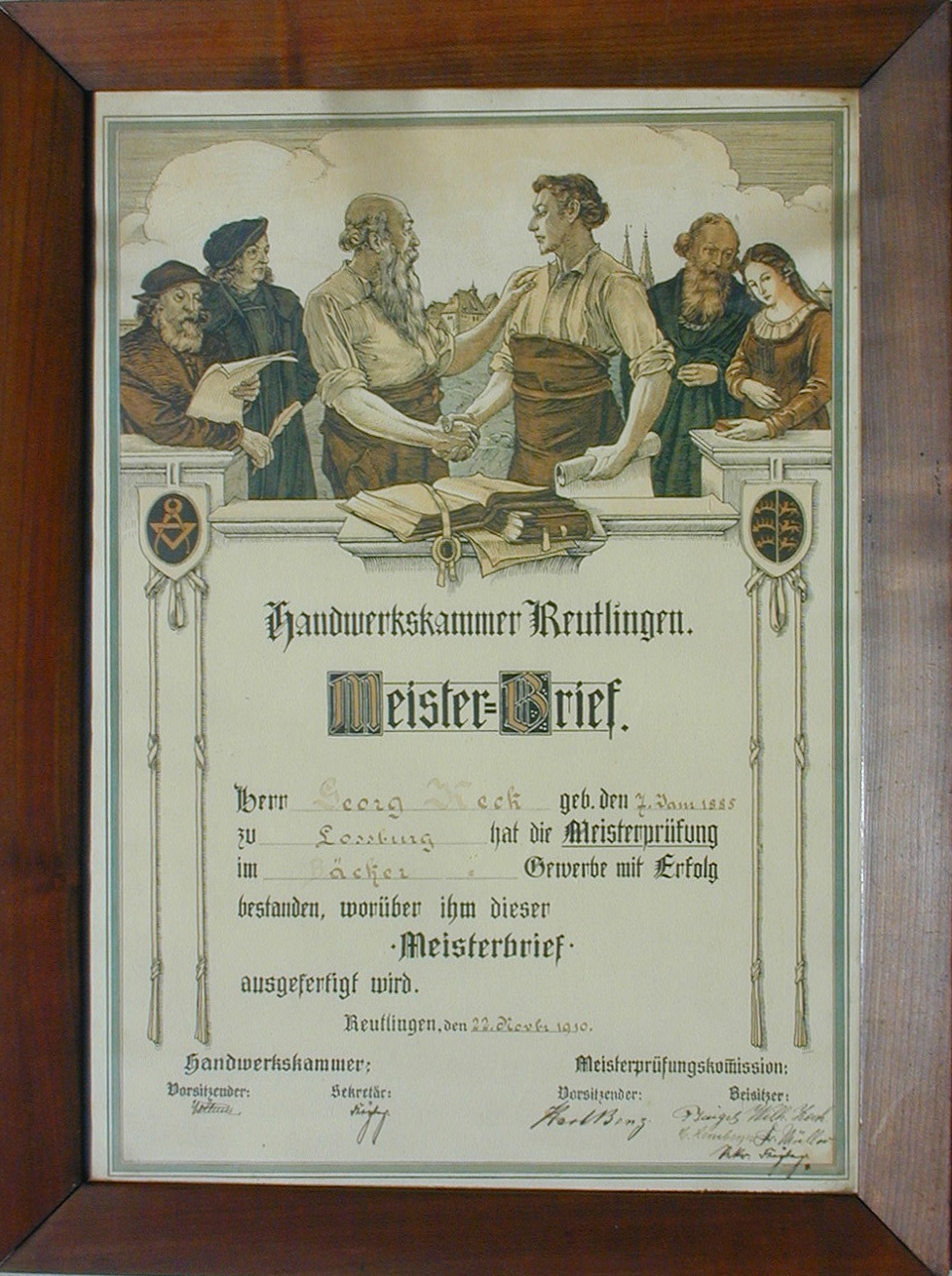 Meisterbrief Georg Keck Loßburg (Heimatmuseum Altes Rathaus Loßburg CC BY-NC-SA)