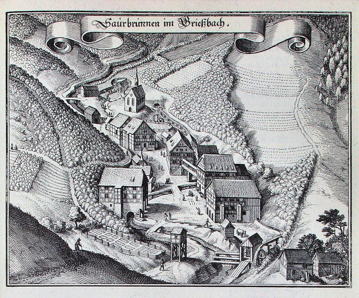 Matthäus Merian: "Saurbrunnen im Grießbach" (Renchtäler Heimatmuseum Oppenau CC BY)