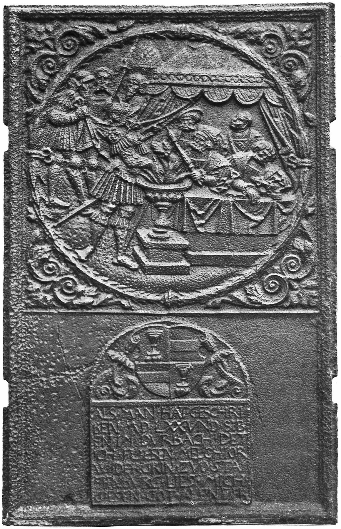 Ofenplatte mit Mucius Scaevola vor Porsenna (Museum im Ritterhaus Offenburg CC BY)