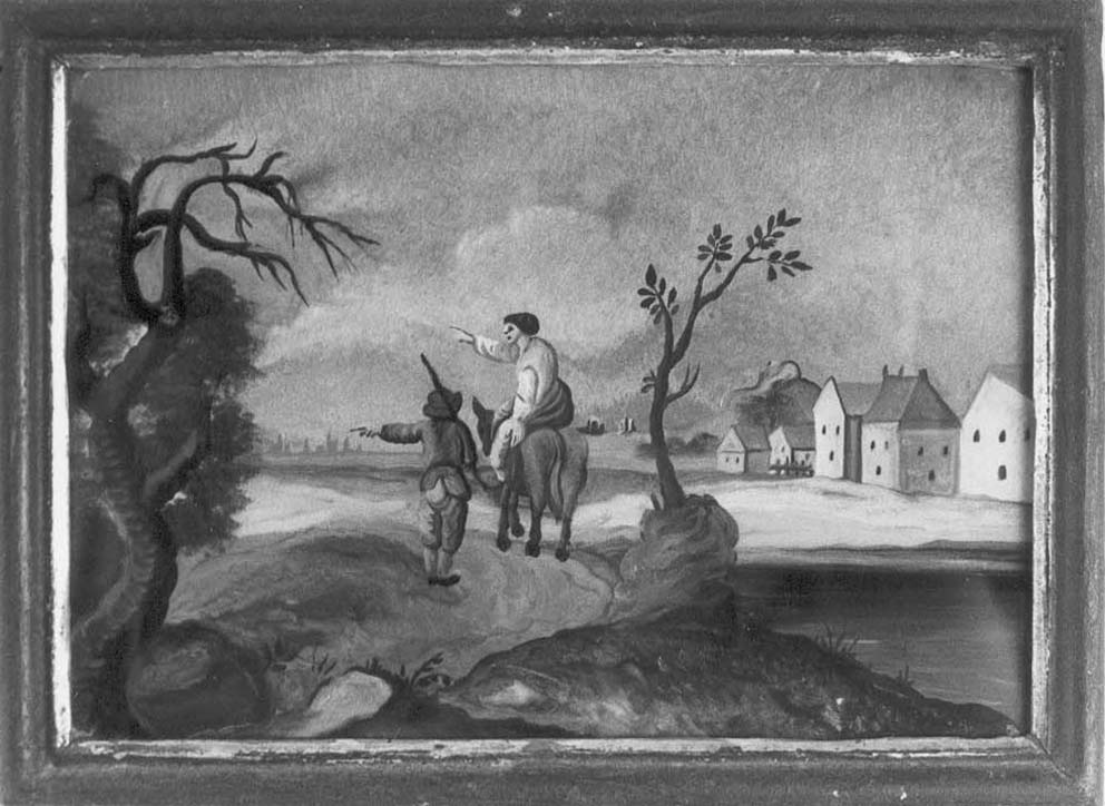 Landschaftsszenerie mit Reiterin am Fluss (Museum im Kornhaus Bad Waldsee CC BY)