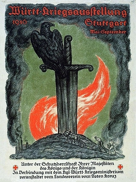 Plakat "Württ. Kriegsausstellung Stuttgart Mai-September 1916" (Museum im Kornhaus Bad Waldsee CC BY-NC-SA)