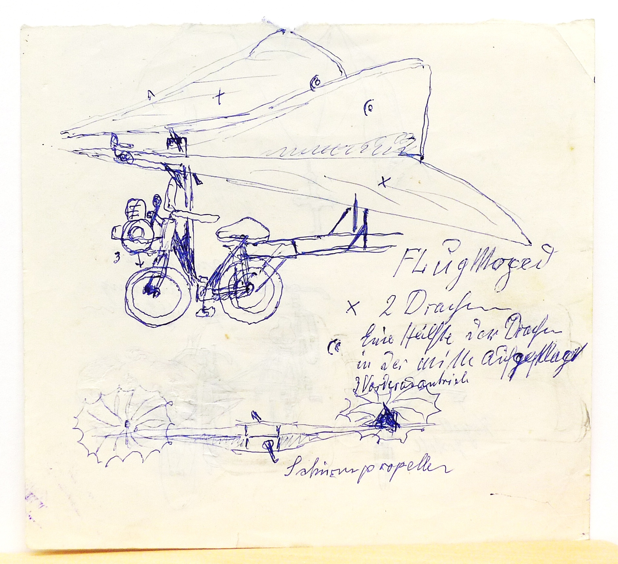 "Flug Moped" ; Fahrradkoppel ; Erzabt Raphael Walzer(?) (Gustav Mesmer Stiftung CC BY-NC-SA)