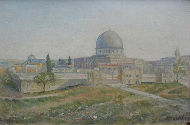 Gustav Rockholtz: Ansicht vom Tempelberg in Jerusalem (Stadtmuseum im Kulturzentrum CC BY-NC-SA)