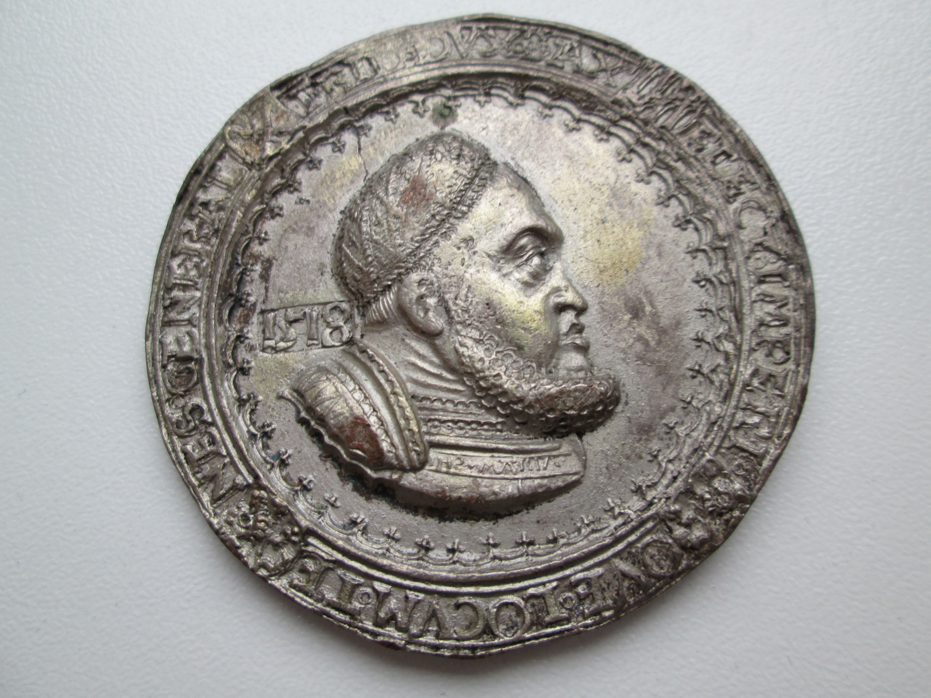 Galvano Doppelter Guldengroschen mit Titel Maximilians I., auf die Generalstatthalterwürde 1518 (Vorderseite) (Melanchthonhaus Bretten CC BY-NC-SA)