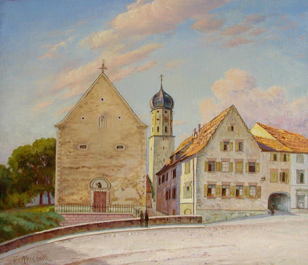 Gustav Rockholtz: St. Oswald mit Gasthof Löwen in Stockach (Stadtmuseum im Kulturzentrum CC BY-NC-SA)