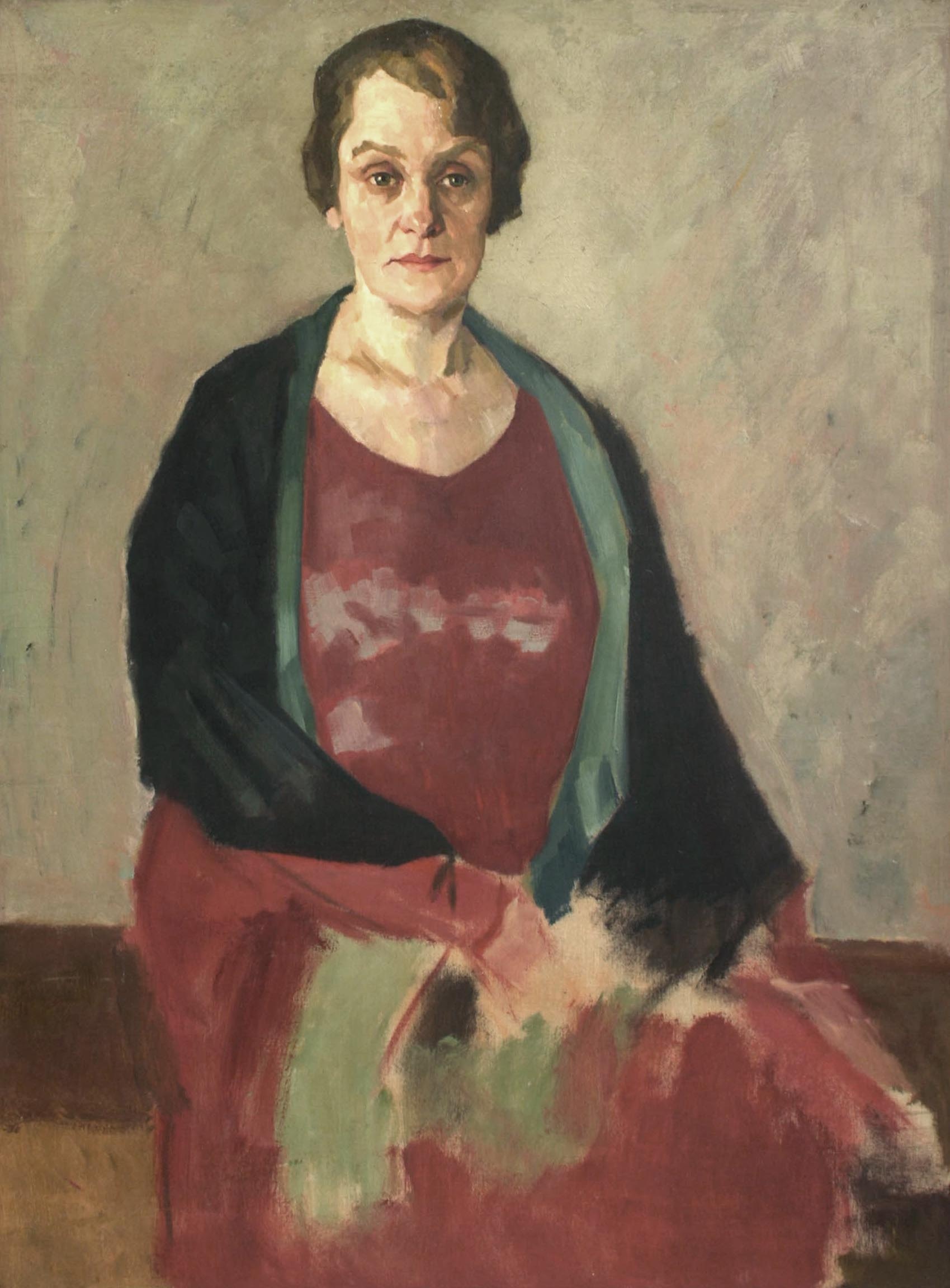 Porträt einer Frau in rotem Kleid (Johanna Mendler) (Museum CC BY-NC-SA)