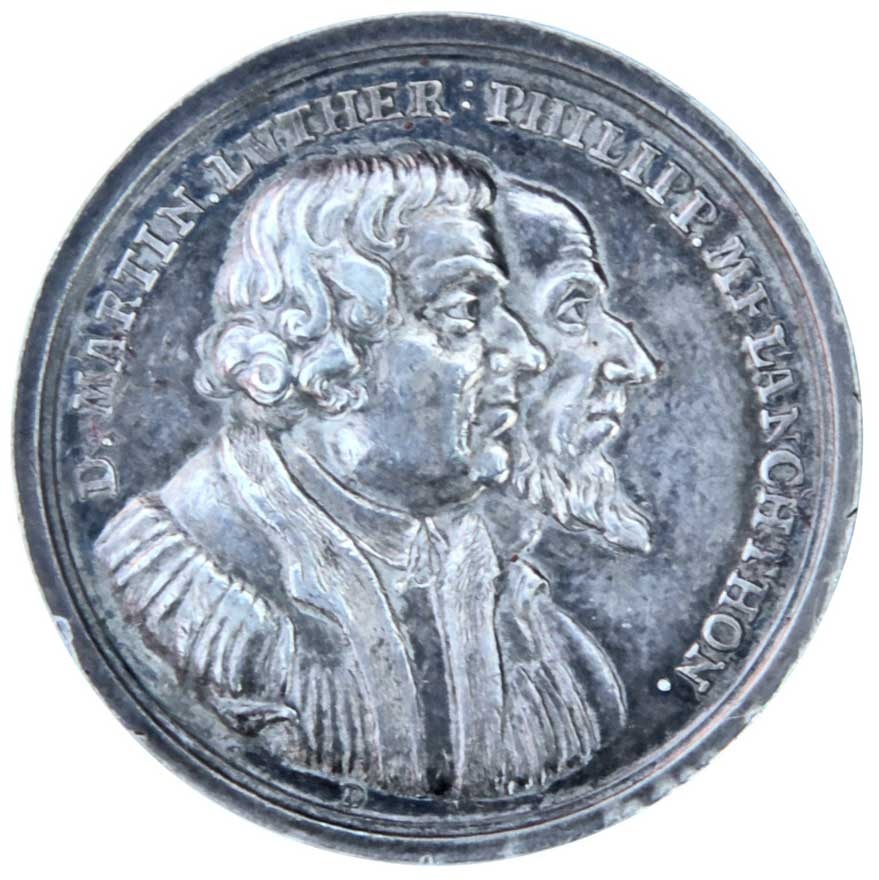 Medaille zur 200-Jahrfeier der Confessio Augustana 1730 (Museum im Melanchthonhaus Bretten CC BY-NC-SA)