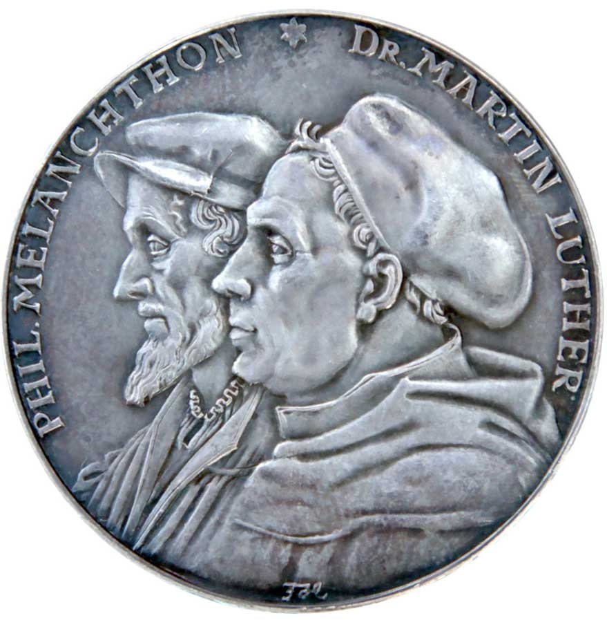 Medaille auf die 400-Jahrfeier des Augsburger Bekenntnisses 1930 (Museum im Melanchthonhaus Bretten CC BY-NC-SA)