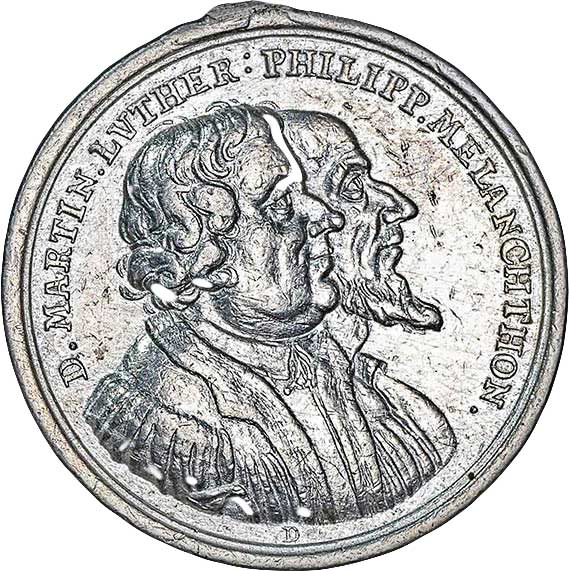 Medaille auf das 200-jährige Jubiläum der Augsburger Konfession 1730 (Museum im Melanchthonhaus Bretten CC BY-NC-SA)