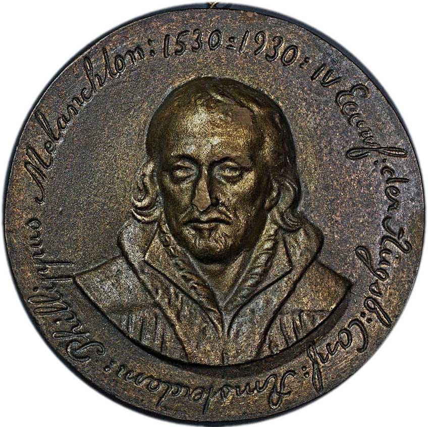 Einseitige Medaille anlässlich der 400-Jahrfeier des Augsburger Bekenntnisses 1930 (Abguss) (Museum im Melanchthonhaus Bretten CC BY-NC-SA)