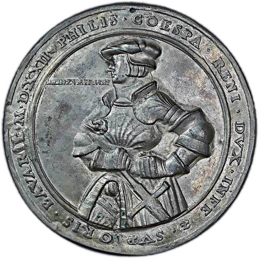 Einseitige große Medaille auf Philipp den Streitbaren, Pfalzgraf und Herzog von Pfalz-Neuburg 1522 (Galvano) (Museum im Melanchthonhaus Bretten CC BY-NC-SA)