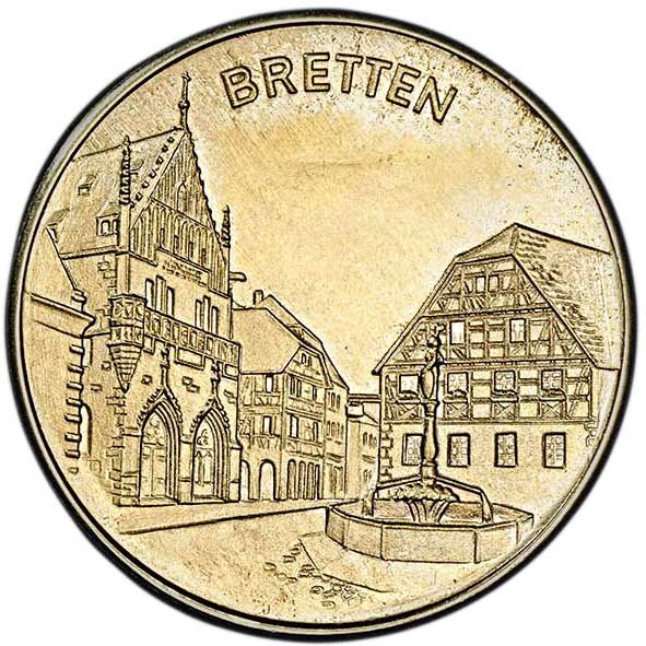 Medaille auf die Städtepartnerschaft Bretten - Longjumeau 1986 (Museum im Melanchthonhaus Bretten CC BY-NC-SA)