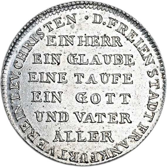 Medaille auf das 300-jährige Reformationsjubiläum 1817, Herausgeber Frankfurter vereinte evangelische Christen (Museum im Melanchthonhaus Bretten CC BY-NC-SA)