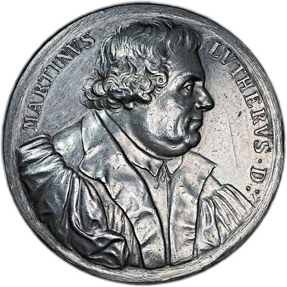 Galvano einer Medaille auf Martin Luther 1683 (Vorderseite) (Museum im Melanchthonhaus Bretten CC BY-NC-SA)