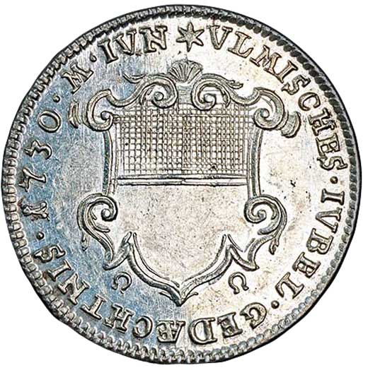 Silberabschlag vom Dukatenstempel auf das 200-jährige Jubiläum der Augsburger Konfession 1730 (Museum im Melanchthonhaus Bretten CC BY-NC-SA)
