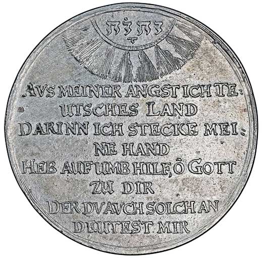 Friedenswunschmedaille 1644 (Galvano Rückseite) (Museum im Melanchthonhaus Bretten CC BY-NC-SA)