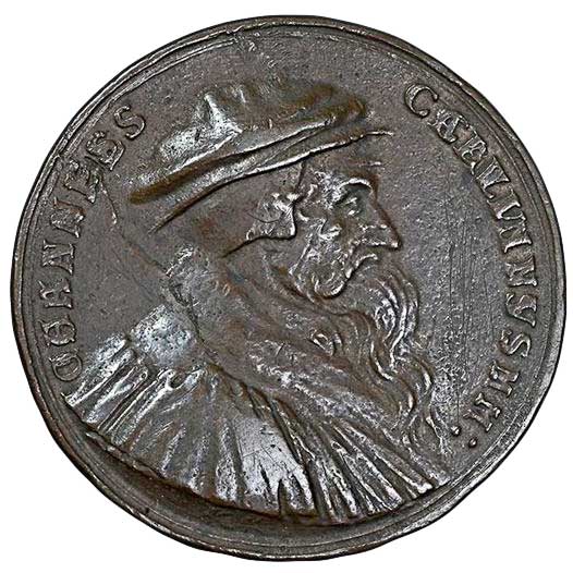 Medaille auf Johannes Calvin 1683 (Museum im Melanchthonhaus Bretten CC BY-NC-SA)