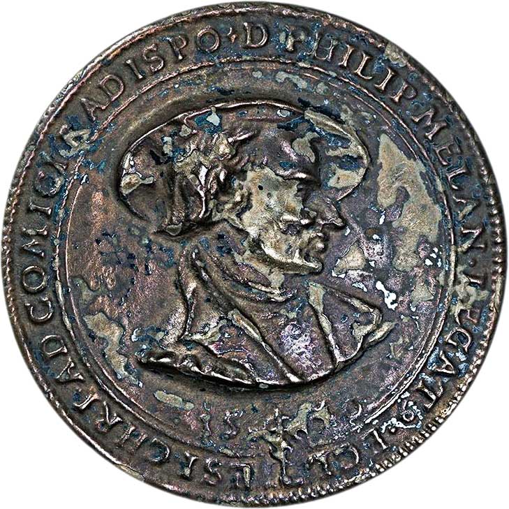 Medaille anlässlich der Reise von Philipp Melanchthon zum Regensburger Reichstag, nach 1540 (Galvano) (Museum im Melanchthonhaus Bretten CC BY-NC-SA)