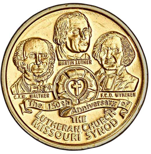 Medaille auf das 150-jährige Jubiläum der Lutheran Church 1997 (Museum im Melanchthonhaus Bretten CC BY-NC-SA)