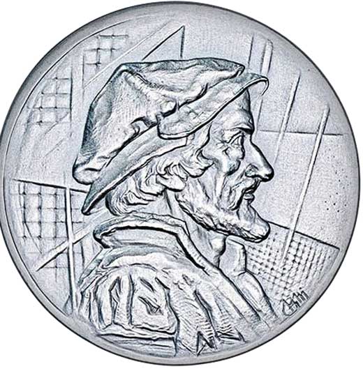 Medaille anlässlich der 5. Melanchthonpreisverleihung der Stadt Bretten 2000 (Museum im Melanchthonhaus Bretten CC BY-NC-SA)