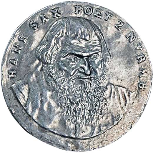 Medaille auf Hans Sachs (Galvano Vorderseite) (Museum im Melanchthonhaus Bretten CC BY-NC-SA)