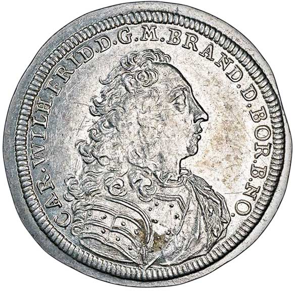 Silbermedaille zu einem Doppelgroschen auf den Durchzug der Salzburger Emigranten 1732 (Museum im Melanchthonhaus Bretten CC BY-NC-SA)