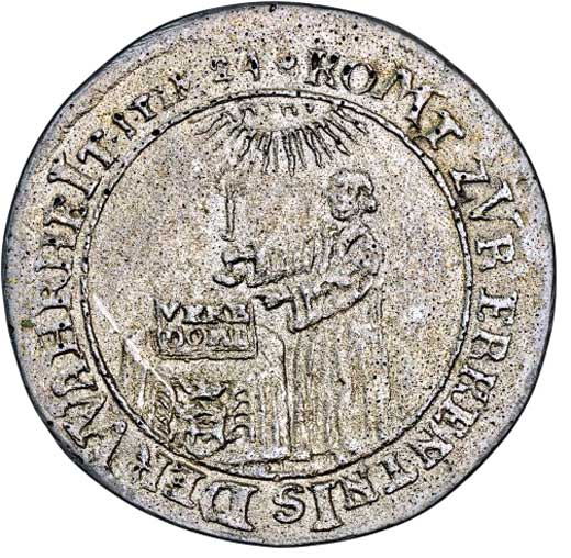 Abschlag vom Dukatenstempel auf das 200-jährige Reformationsjubiläum 1717 (Museum im Melanchthonhaus Bretten CC BY-NC-SA)