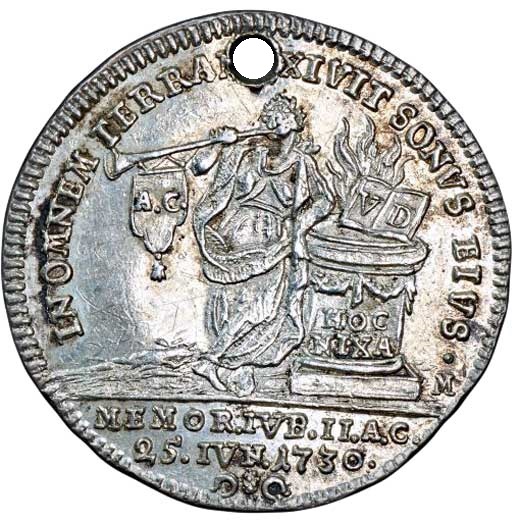 Medaille auf das 200-jährige Jubiläum der Augsburger Konfession 1730 (Museum im Melanchthonhaus Bretten CC BY-NC-SA)