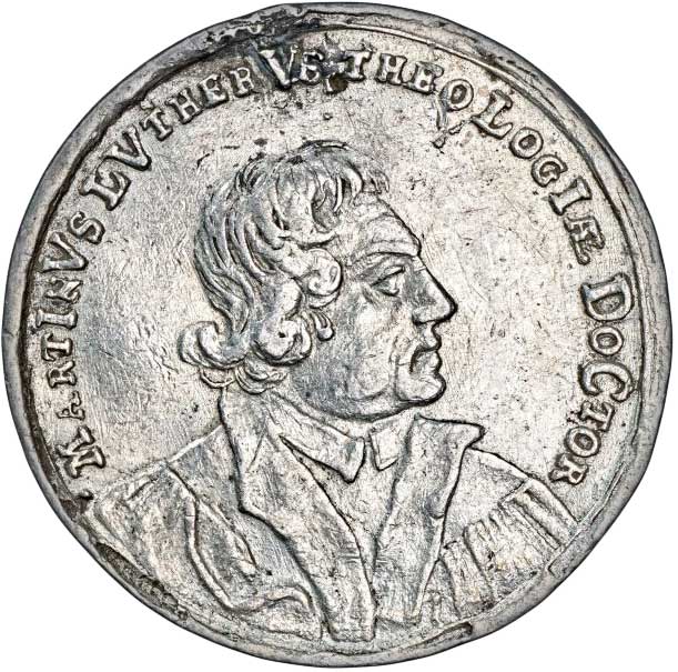 Medaille auf das 200-jährige Jubiläum des Beginns der Reformation 1717 (Museum im Melanchthonhaus Bretten CC BY-NC-SA)