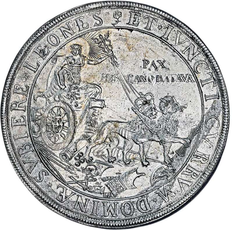 Medaille auf den Spanisch-niederländischen Frieden in Münster 1648 (Galvano Vorderseite) (Museum im Melanchthonhaus Bretten CC BY-NC-SA)