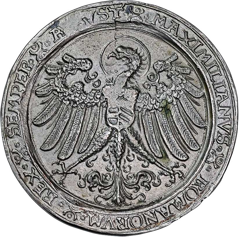 Doppelter Schautaler des sächsischen Kurfürsten Friedrich III., des Weisen (Galvano Rückseite) (Museum im Melanchthonhaus Bretten CC BY-NC-SA)
