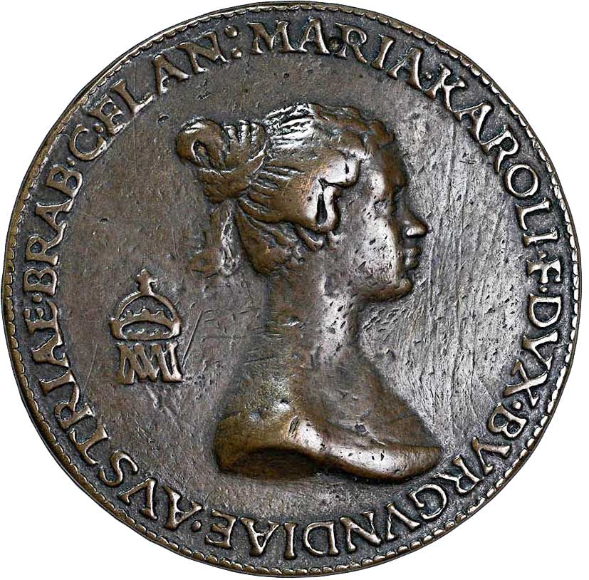 Medaille auf die Vermählung von Maria von Burgund und Maximilian von Habsburg-Österreich am 20. August 1477, um 1478 (Museum im Melanchthonhaus Bretten CC BY-NC-SA)