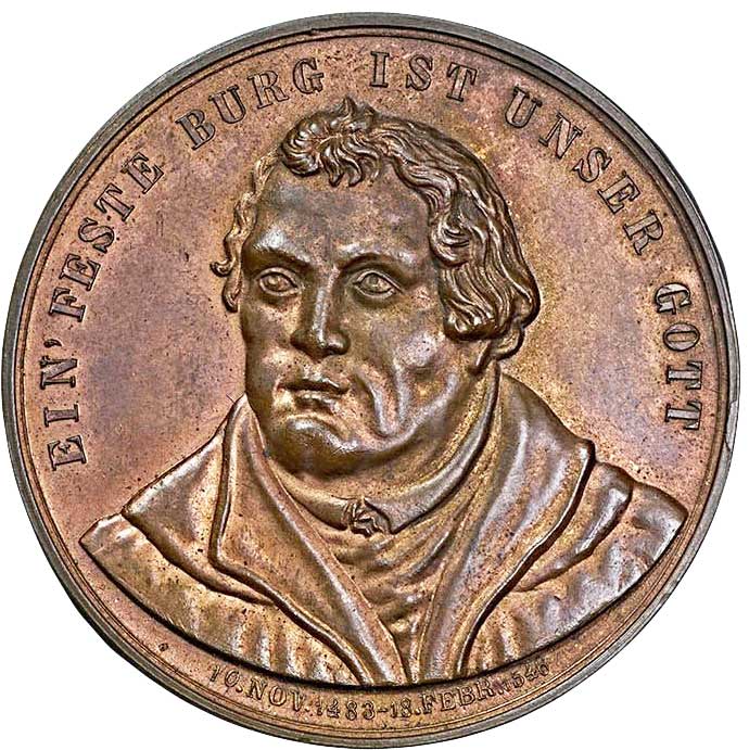 Medaille auf Martin Luther und Kaiser Wilhelm II. (Museum im Melanchthonhaus Bretten CC BY-NC-SA)