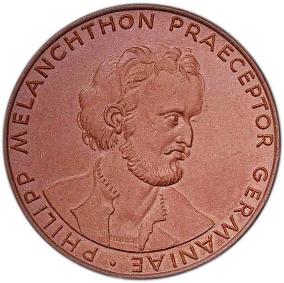 Melanchthon-Medaille aus einer Serie anlässlich der Martin-Luther-Ehrung der DDR 1983 (Museum im Melanchthonhaus Bretten CC BY-NC-SA)