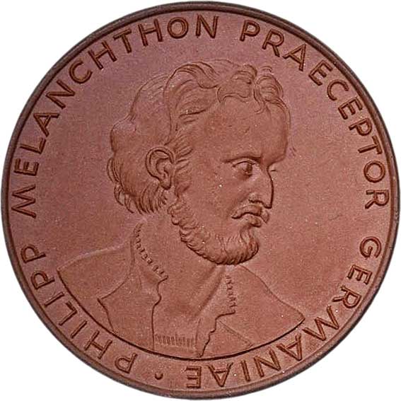 Melanchthon-Medaille aus einer Serie anlässlich der Martin-Luther-Ehrung der DDR 1983 (Museum im Melanchthonhaus Bretten CC BY-NC-SA)