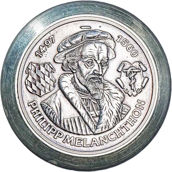 Melanchthon-Medaille in Form einer Stempelpatrize (Museum im Melanchthonhaus Bretten CC BY-NC-SA)