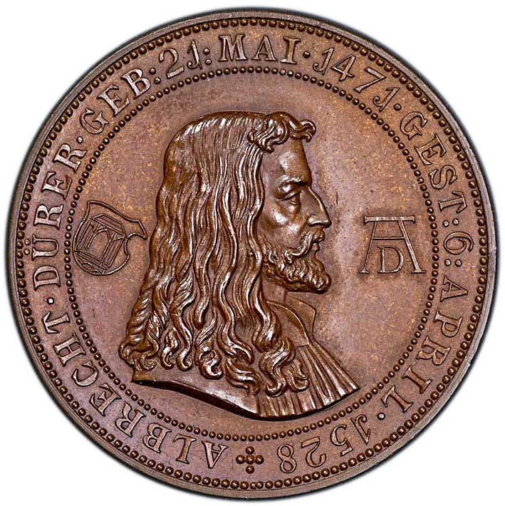 Medaille zum 400. Geburtstag Albrecht Dürers 1871 (Museum im Melanchthonhaus Bretten CC BY-NC-SA)